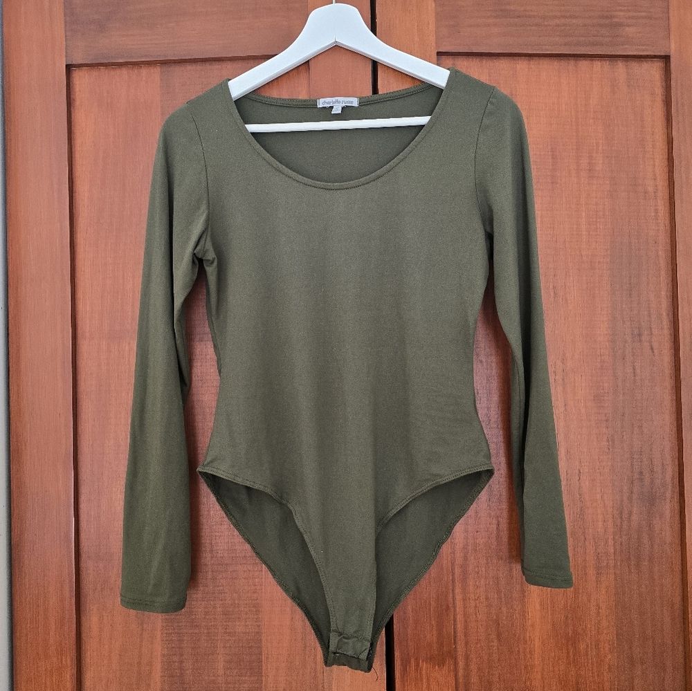 Charlotte Russe Olive Green Long Sleeve Bodysuit